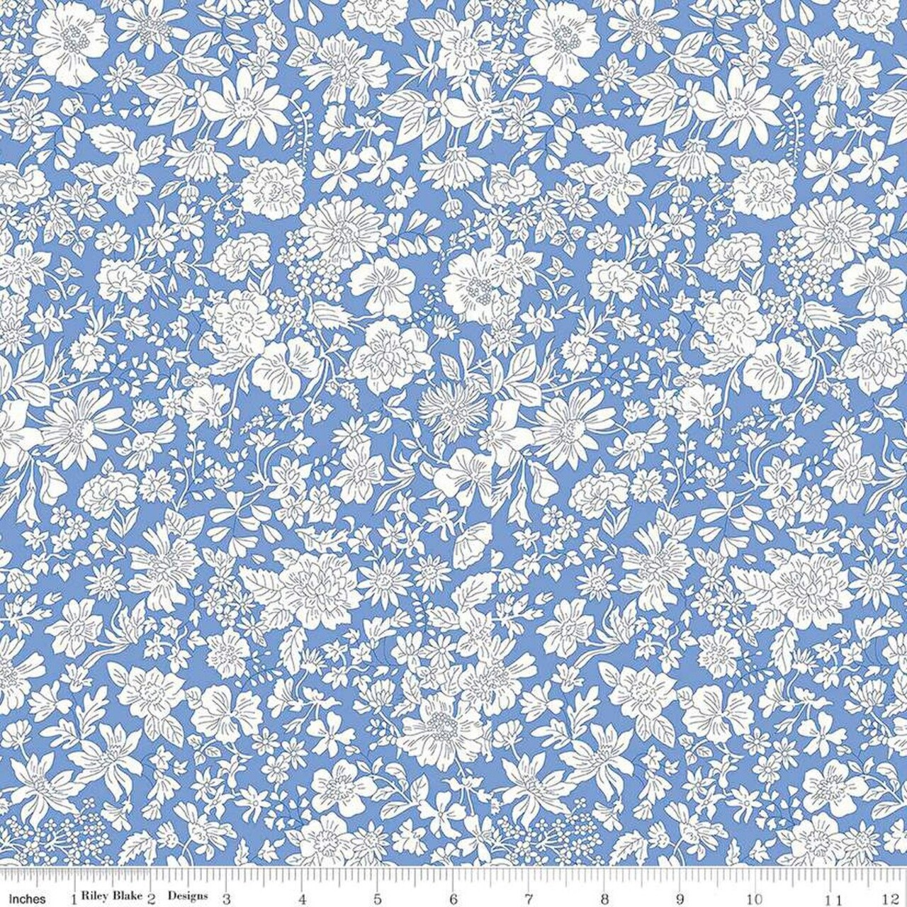 Fabric Liberty Marine Blue Emily Blossom 107" Wide Back by the Quarter Yard 0166W7410A